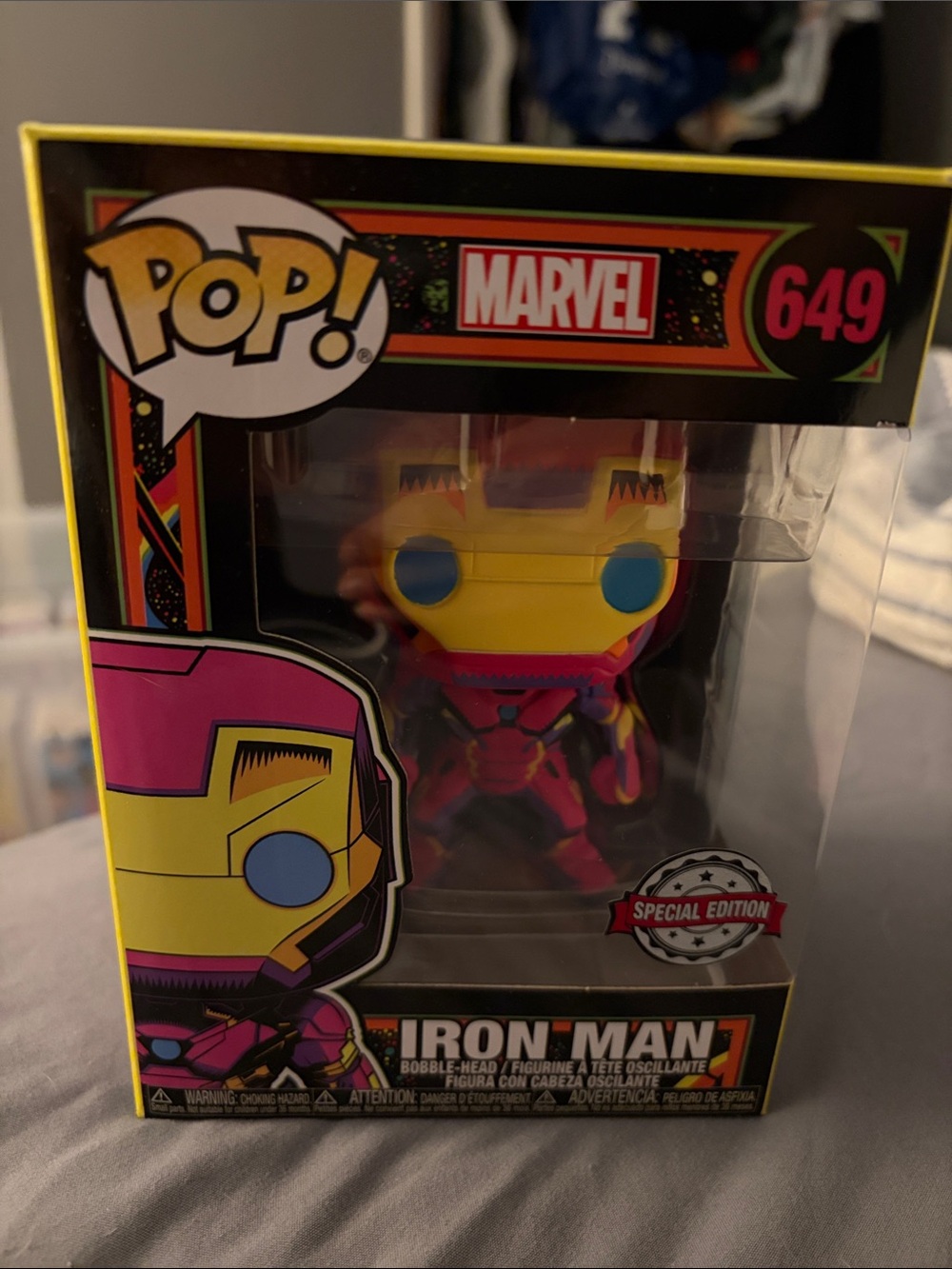 Marvel Iron Man Special Edition Neon Yellow & Hot Pink Funko Pop #649